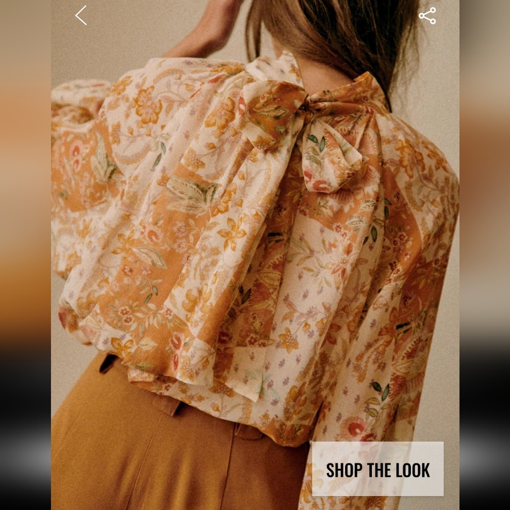 Sezane Solange Blouse in Floral Tan - Picture 2 of 14